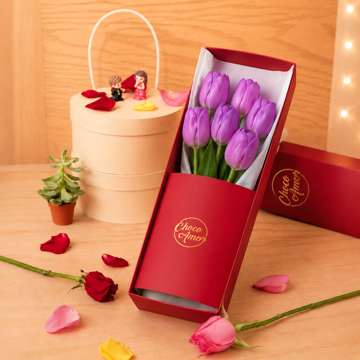 Caja de 06 tulipanes