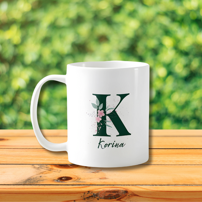Taza Nombre entre flores